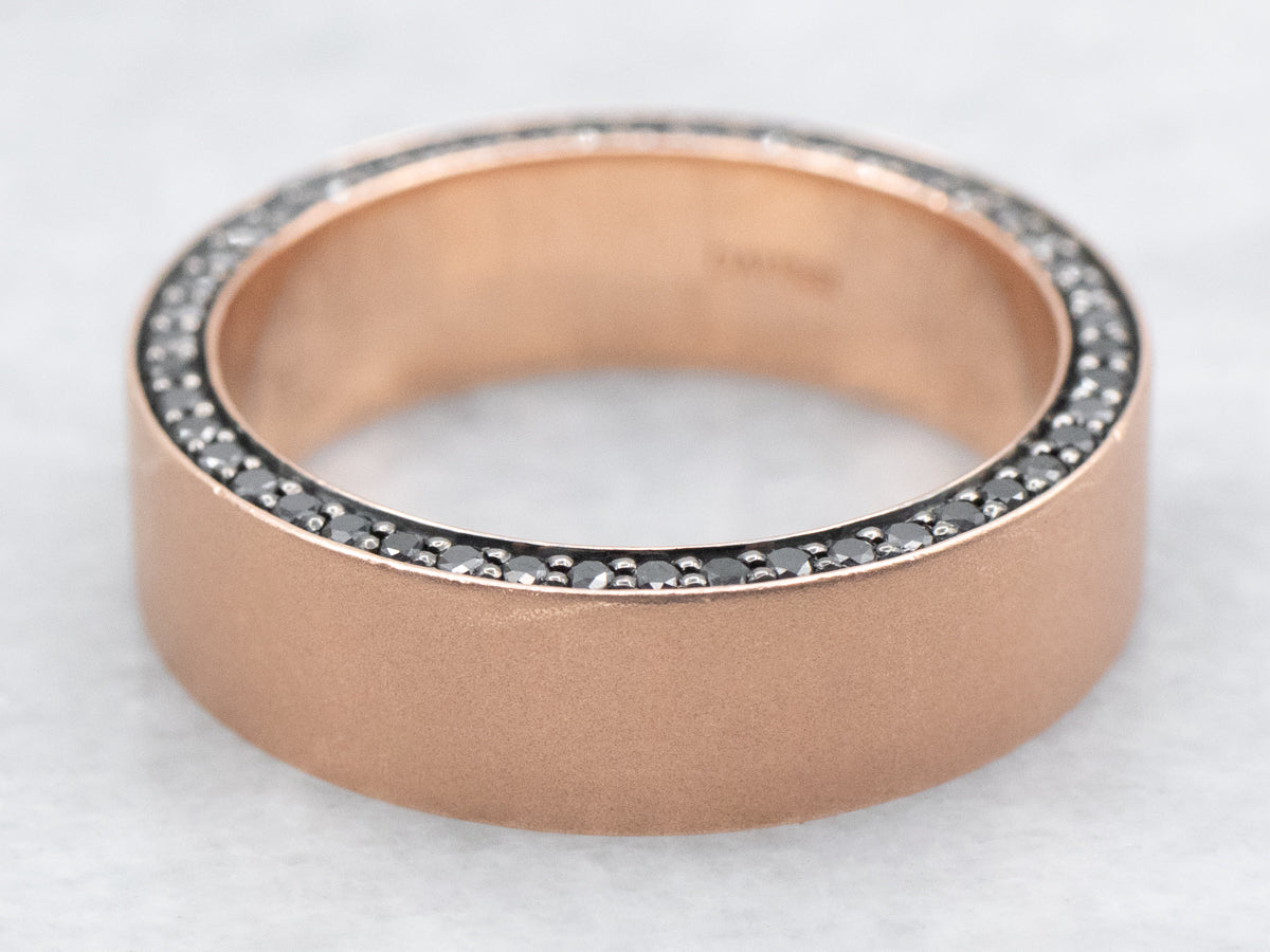 Rose Gold Black Diamond Band by Henri Daussi