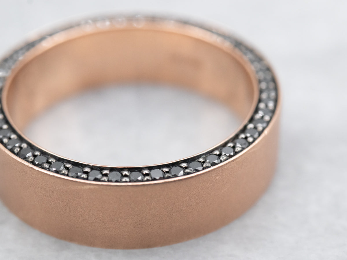 Rose Gold Black Diamond Band by Henri Daussi