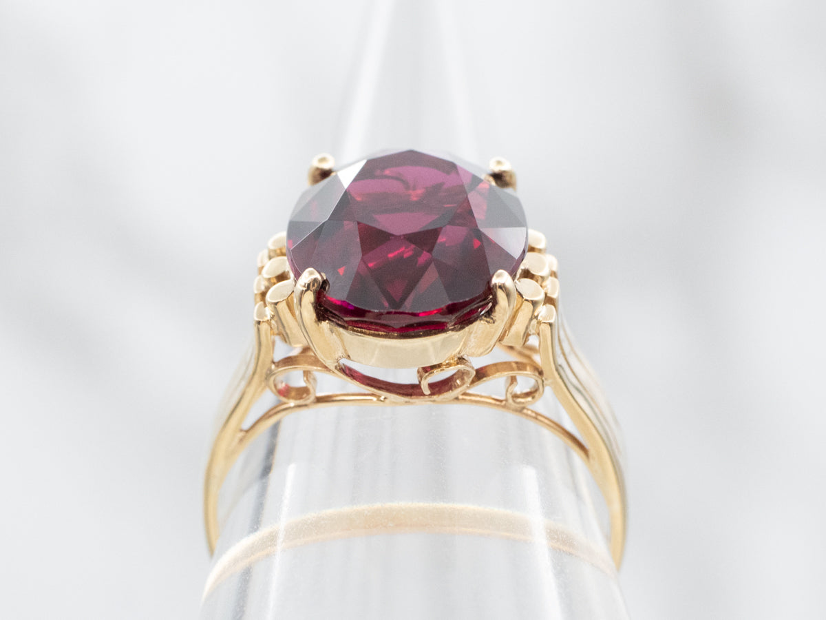 Rhodolite Garnet Solitaire Cocktail Ring