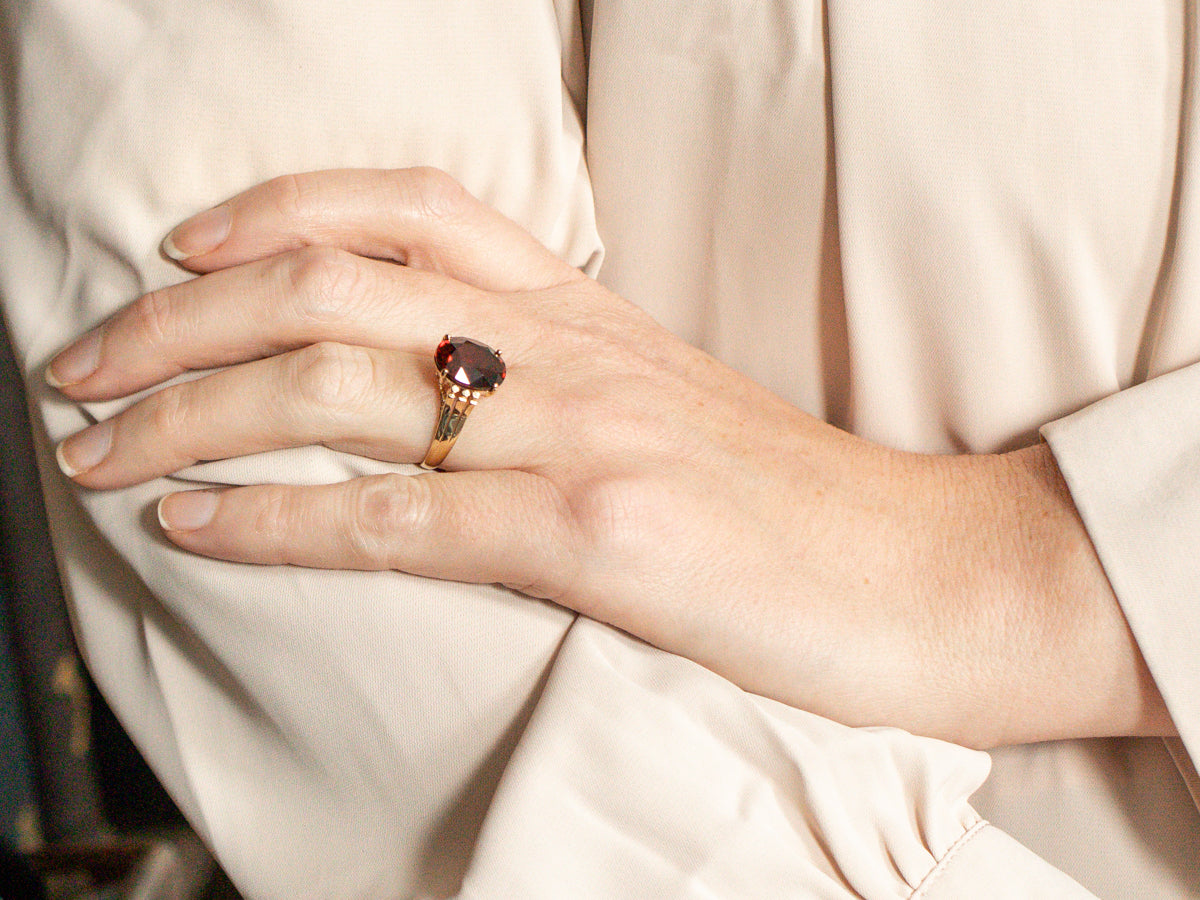 Rhodolite Garnet Solitaire Cocktail Ring