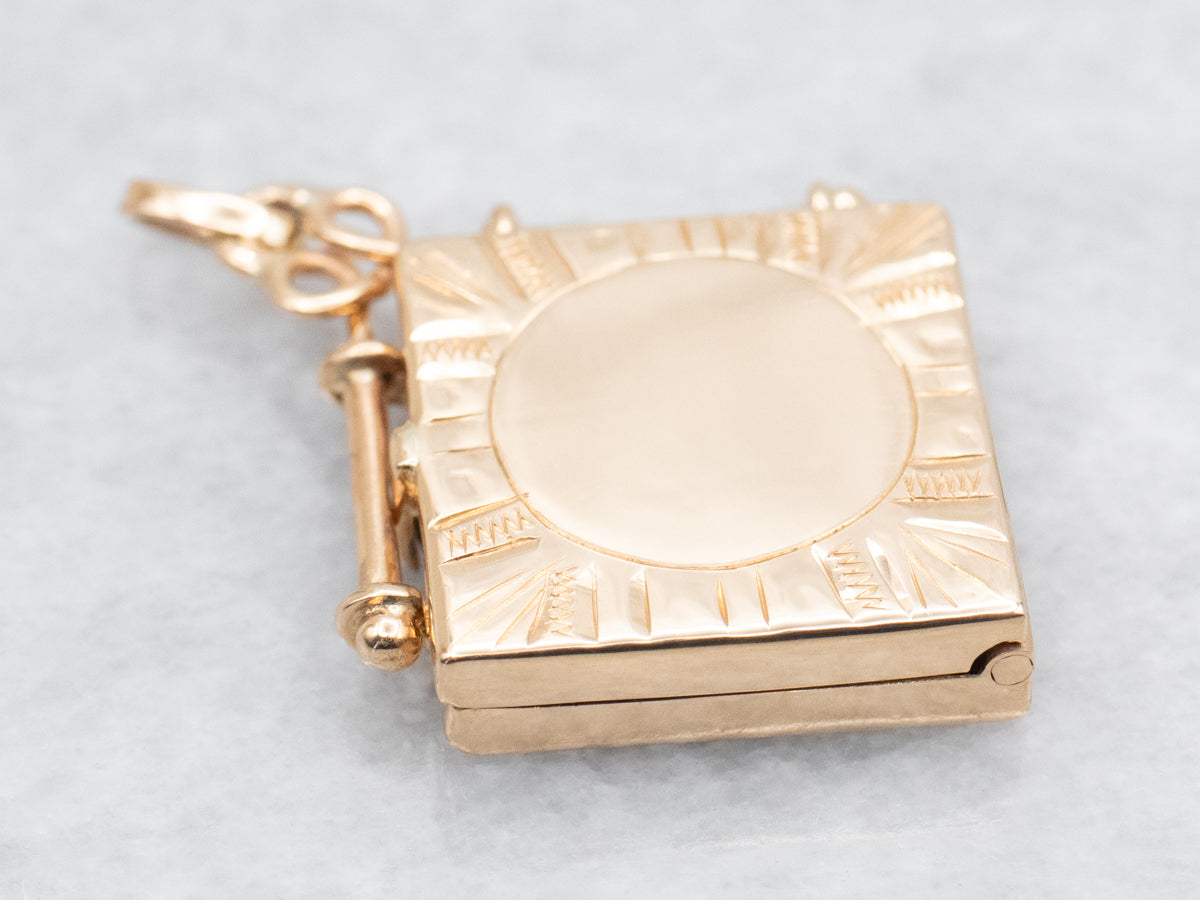 Vintage Square Gold Engravable Locket