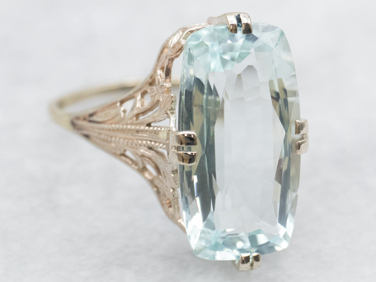 Art Deco Aquamarine Cocktail Ring