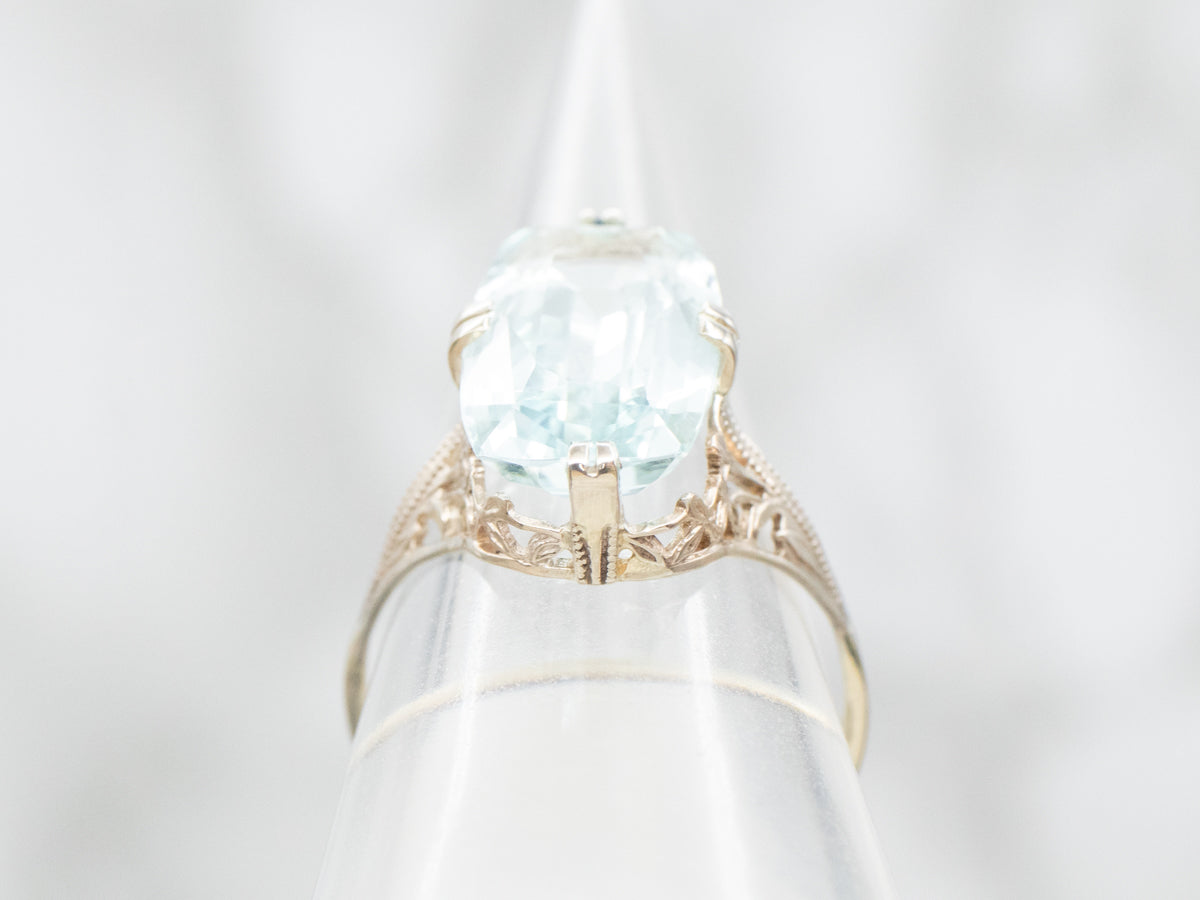 Art Deco Aquamarine Cocktail Ring