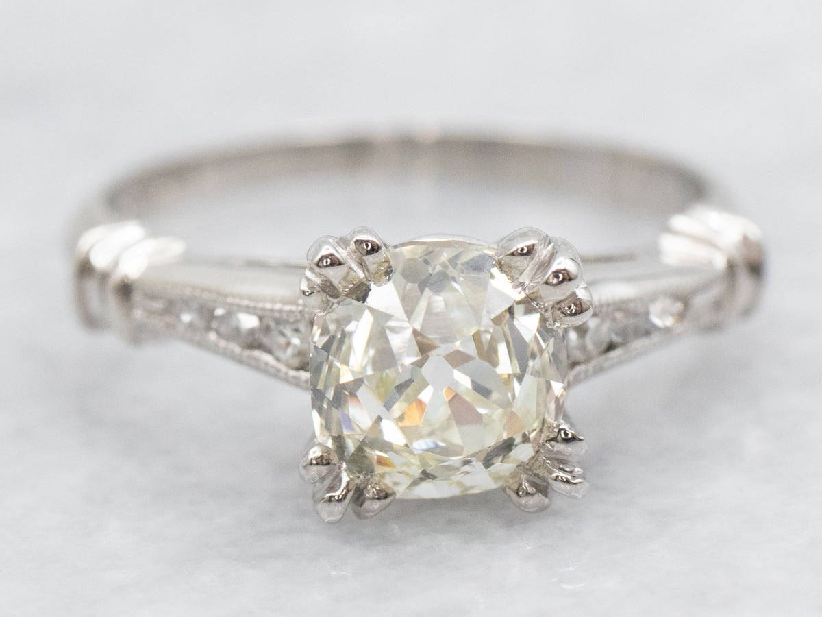 Retro 1950&#39;s Old Mine Cut Diamond Engagement Ring