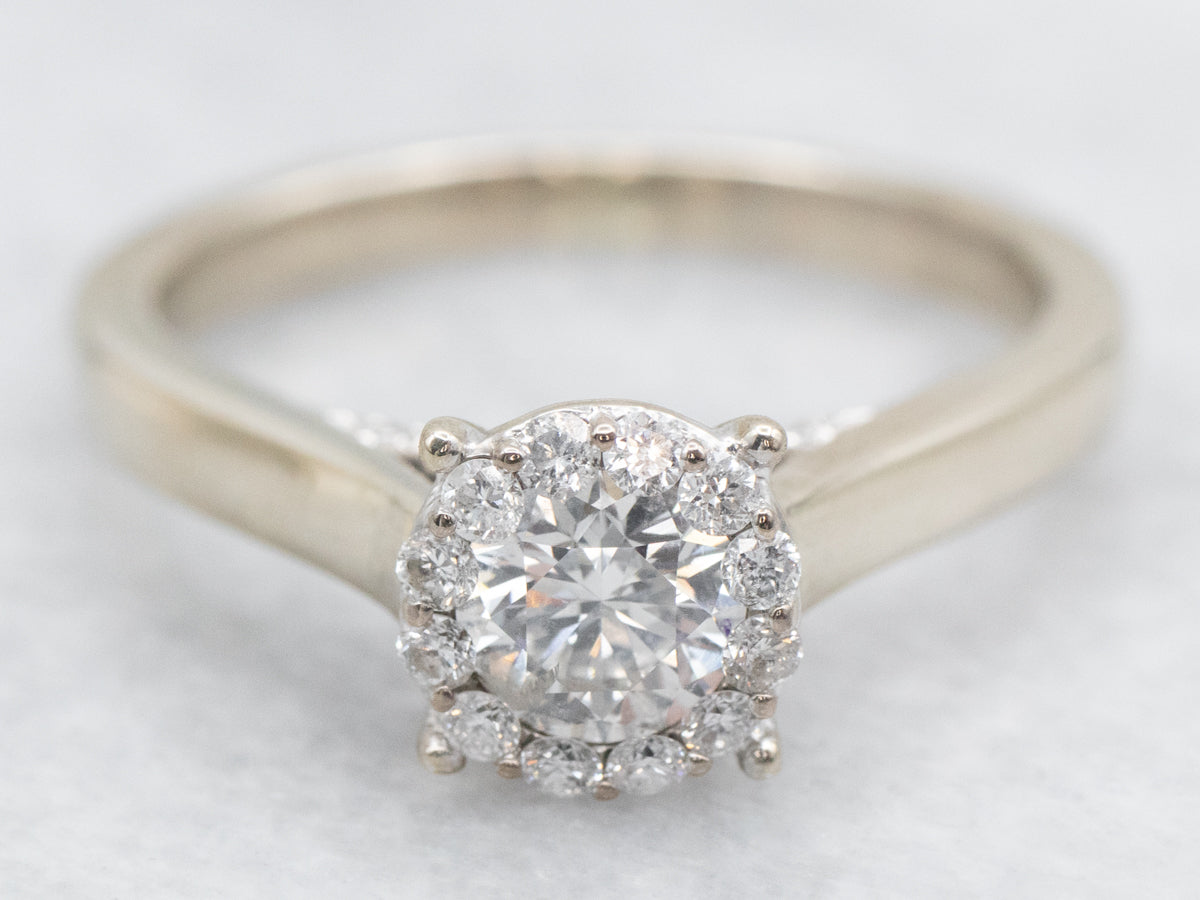 Stunning Round Brilliant Diamond Halo Engagement Ring