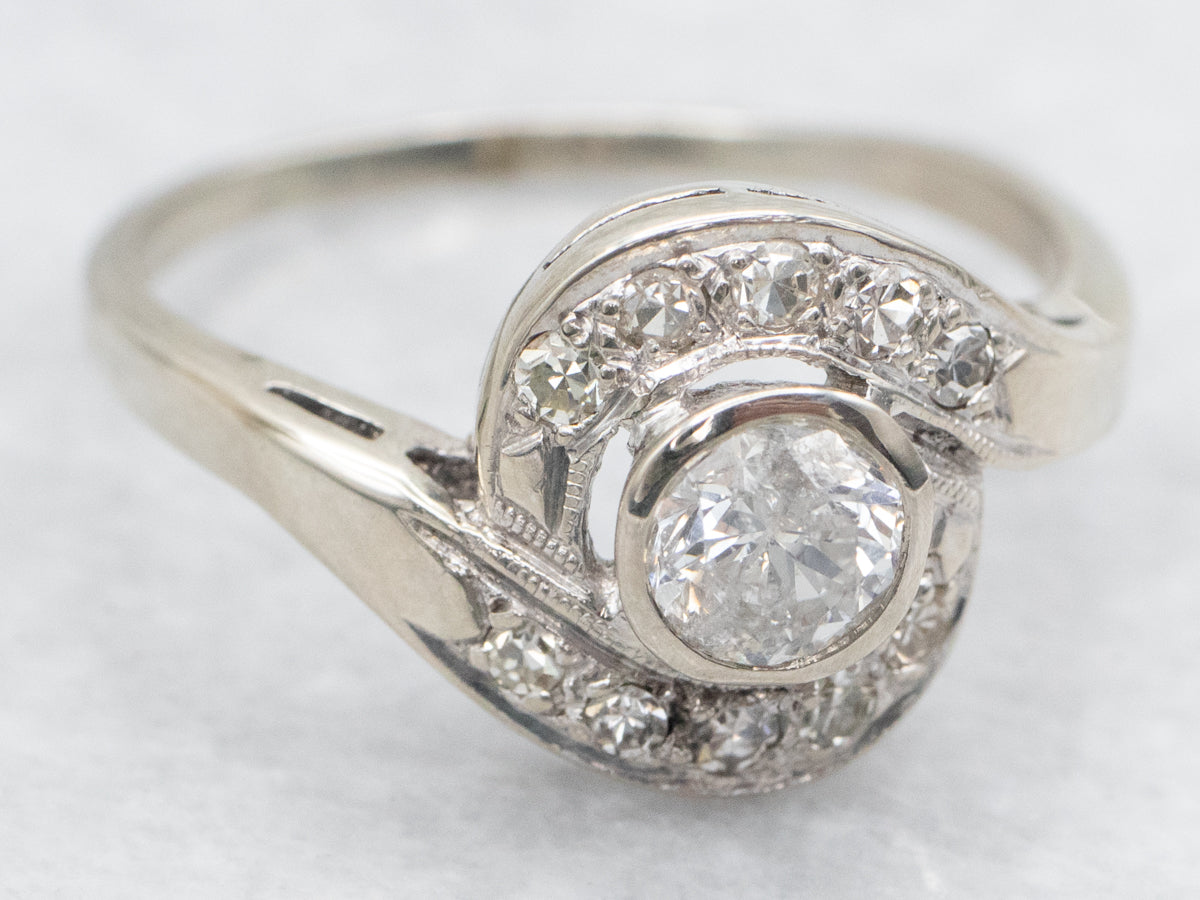 1950's Brilliant Diamond Bypass Engagement Ring