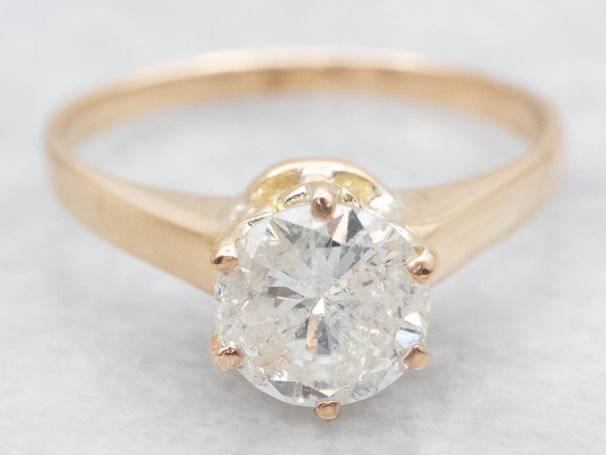 Yellow Gold Six-Prong Solitaire Diamond Engagement Ring