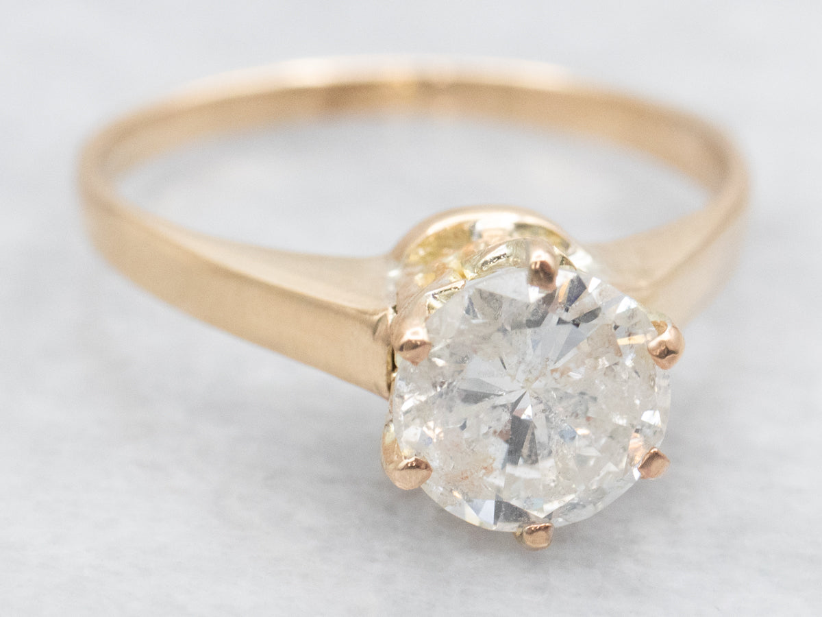 Yellow Gold Six-Prong Solitaire Diamond Engagement Ring