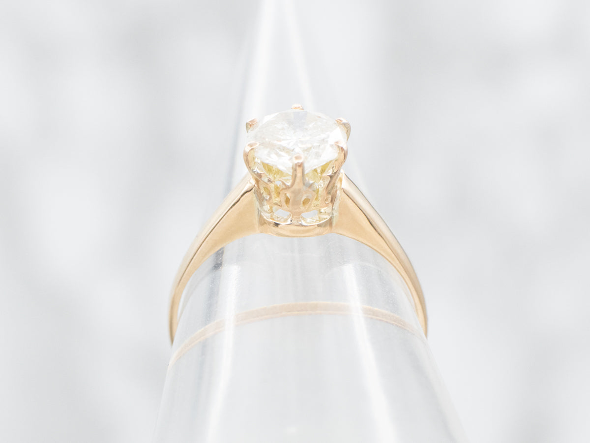 Yellow Gold Six-Prong Solitaire Diamond Engagement Ring