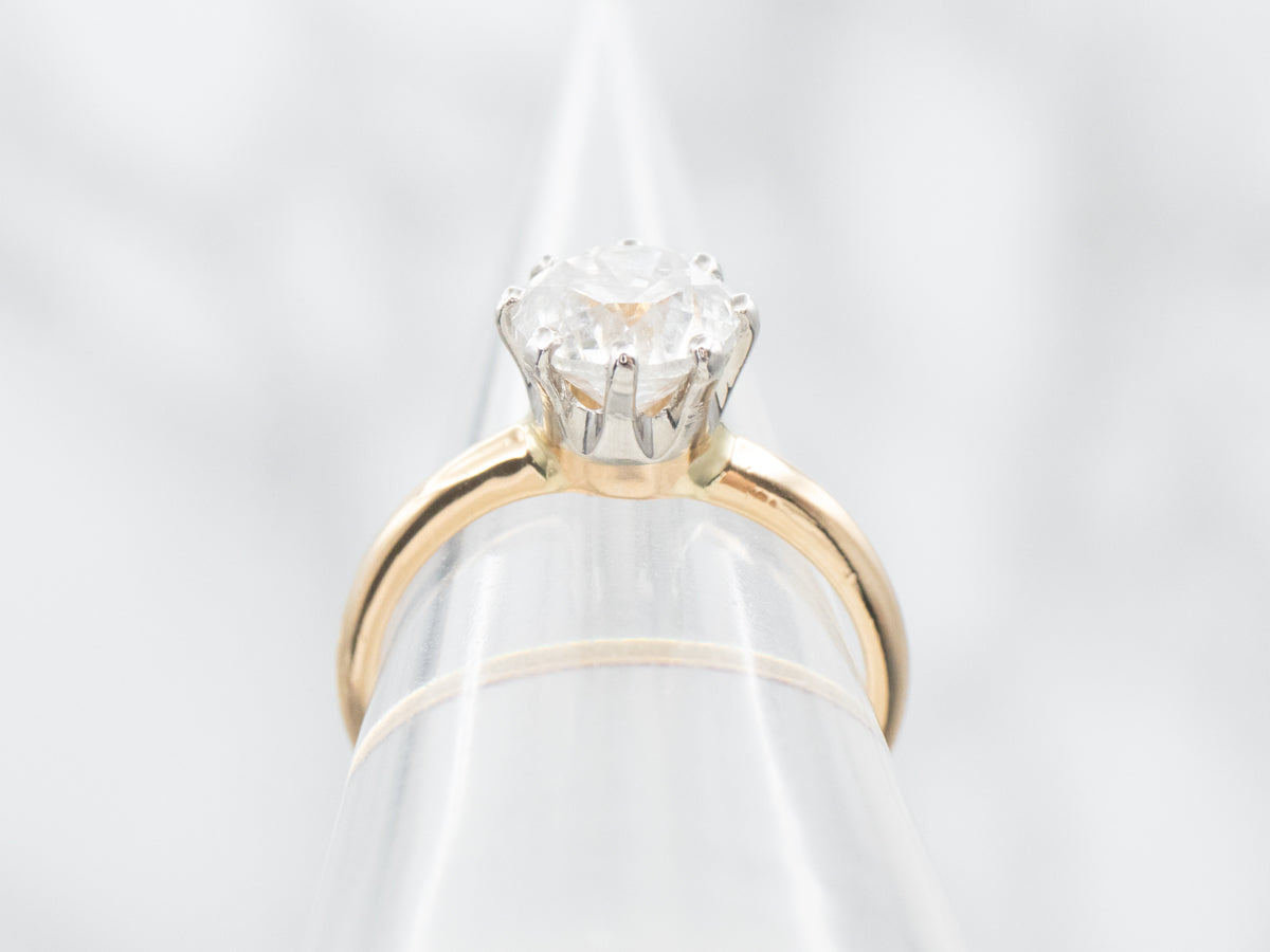 Platinum and Gold Solitaire Diamond Engagement Ring