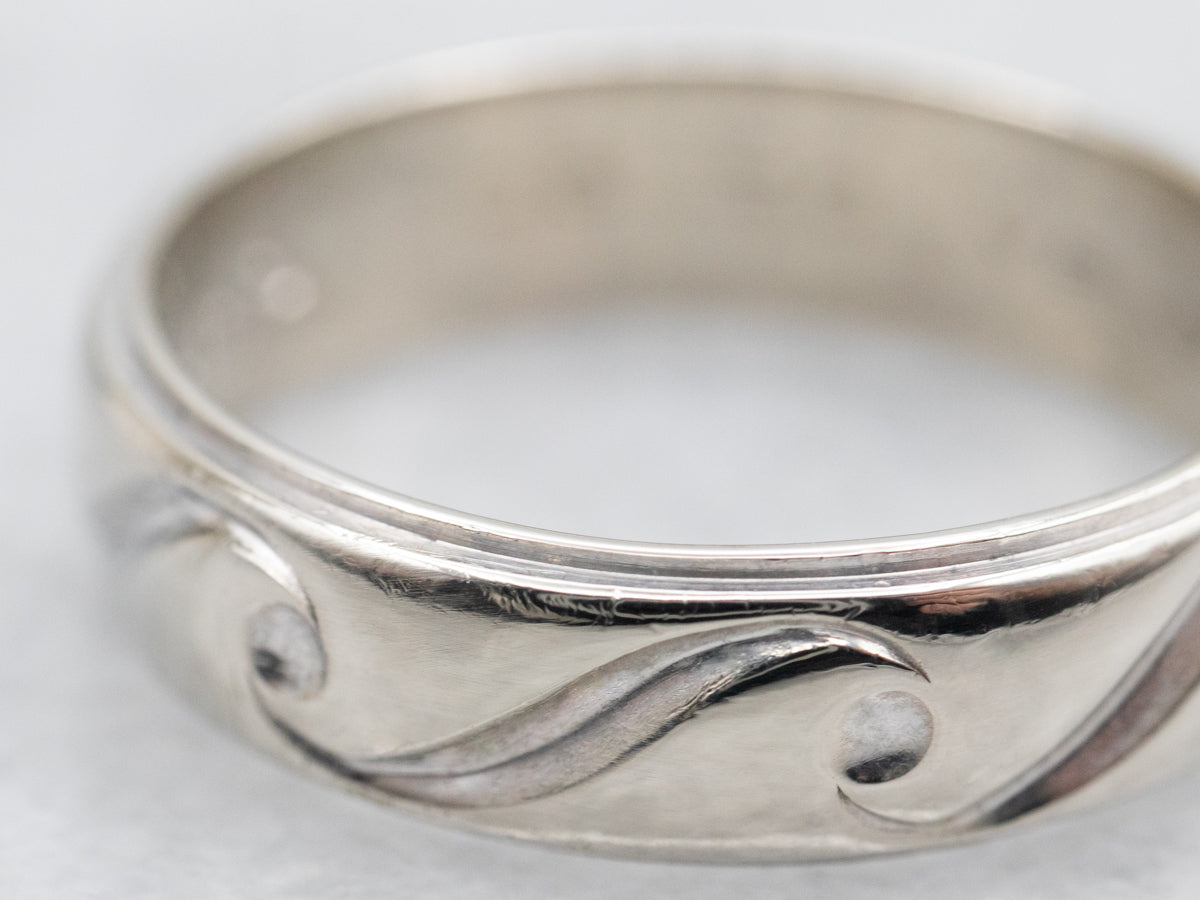 Unisex Art Carved Scrolling Wave Pattern Band