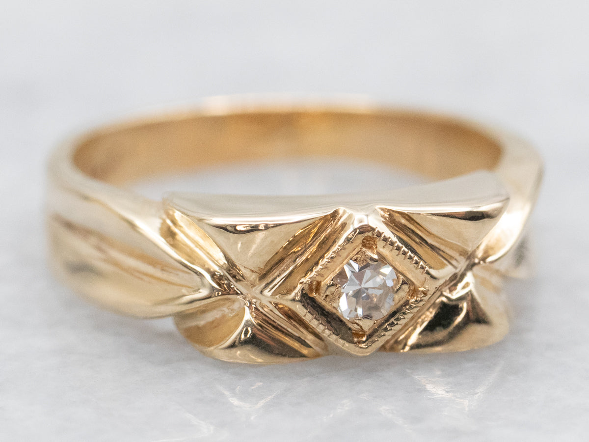 Vintage Gold Diamond Solitaire Engagement Ring