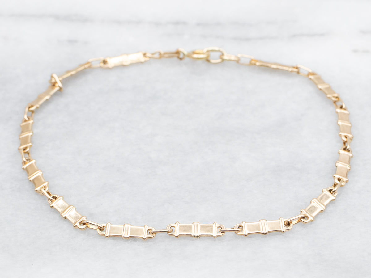 Polished Gold Bar Link Bracelet