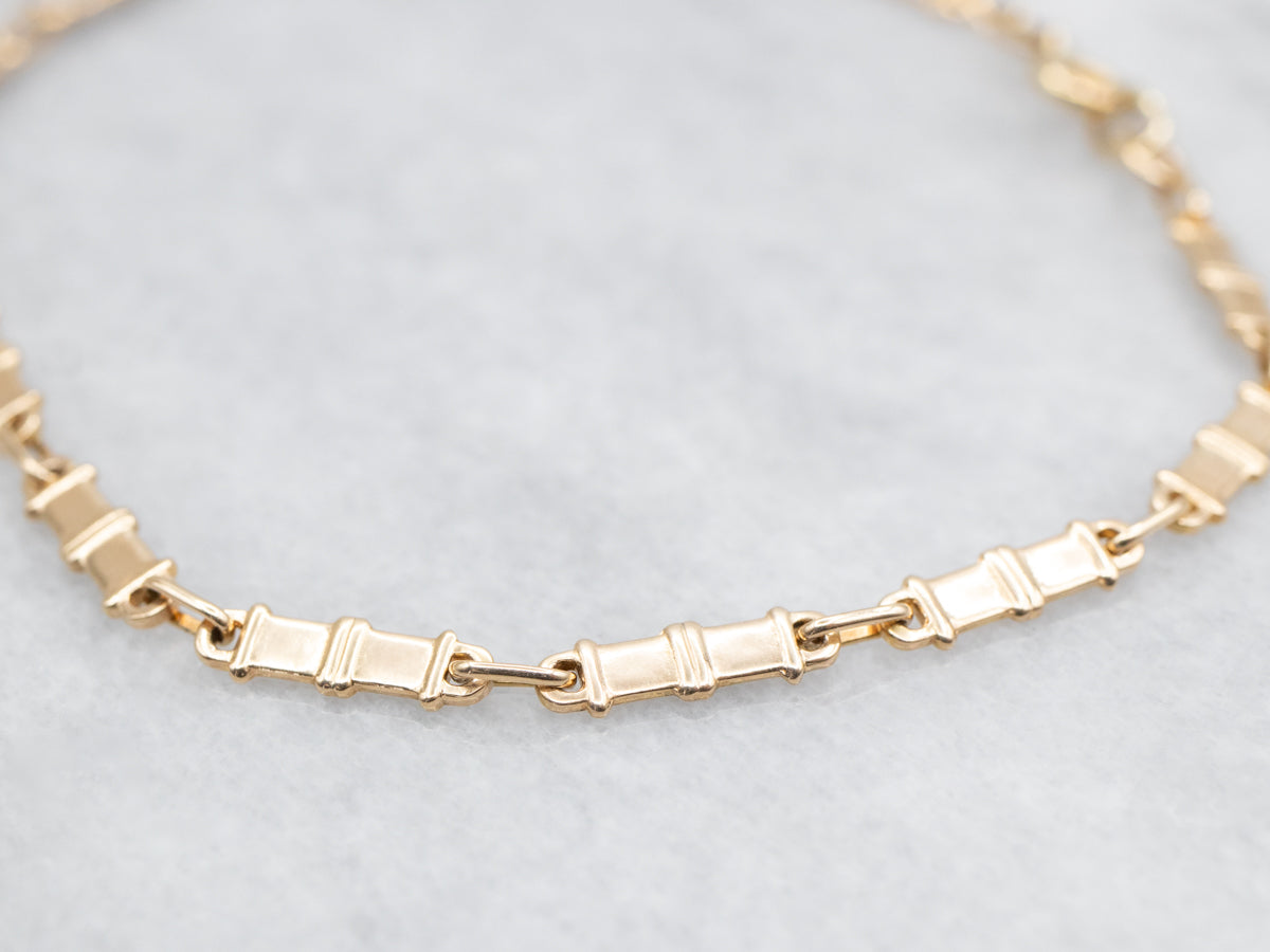 Polished Gold Bar Link Bracelet