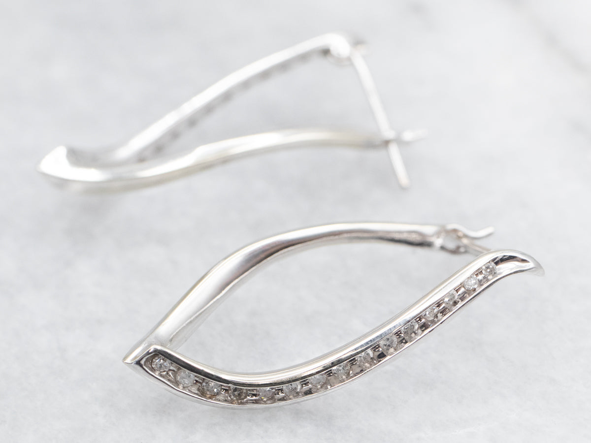 Twisted Gold Diamond Hoop Earrings