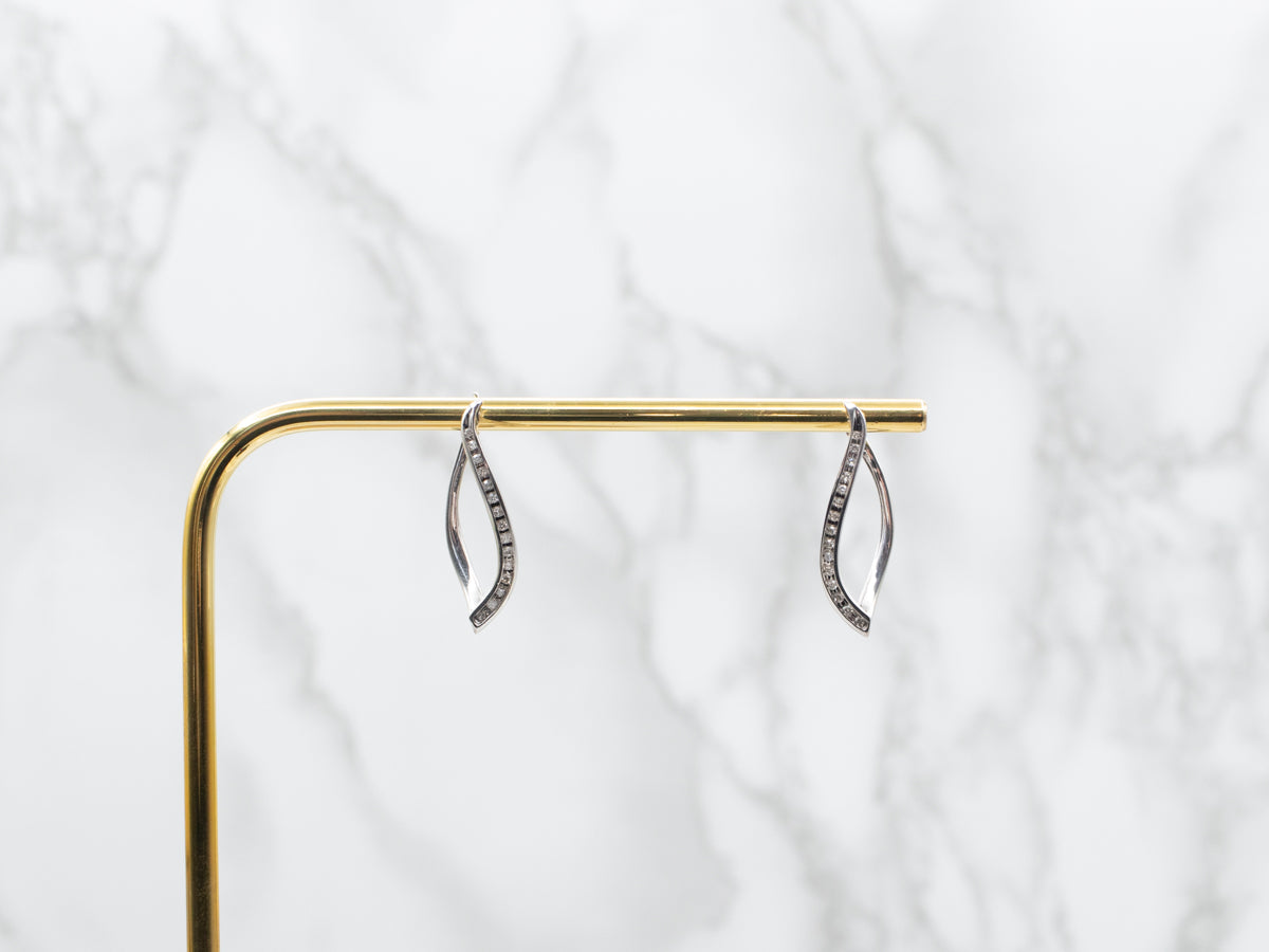 Twisted Gold Diamond Hoop Earrings