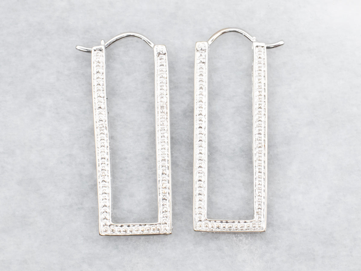 Gold Bar Diamond Hoop Earrings