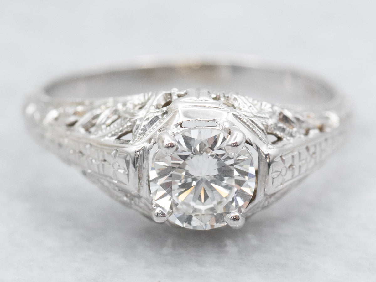 Art Deco GIA Certified Diamond Solitaire Engagement Ring