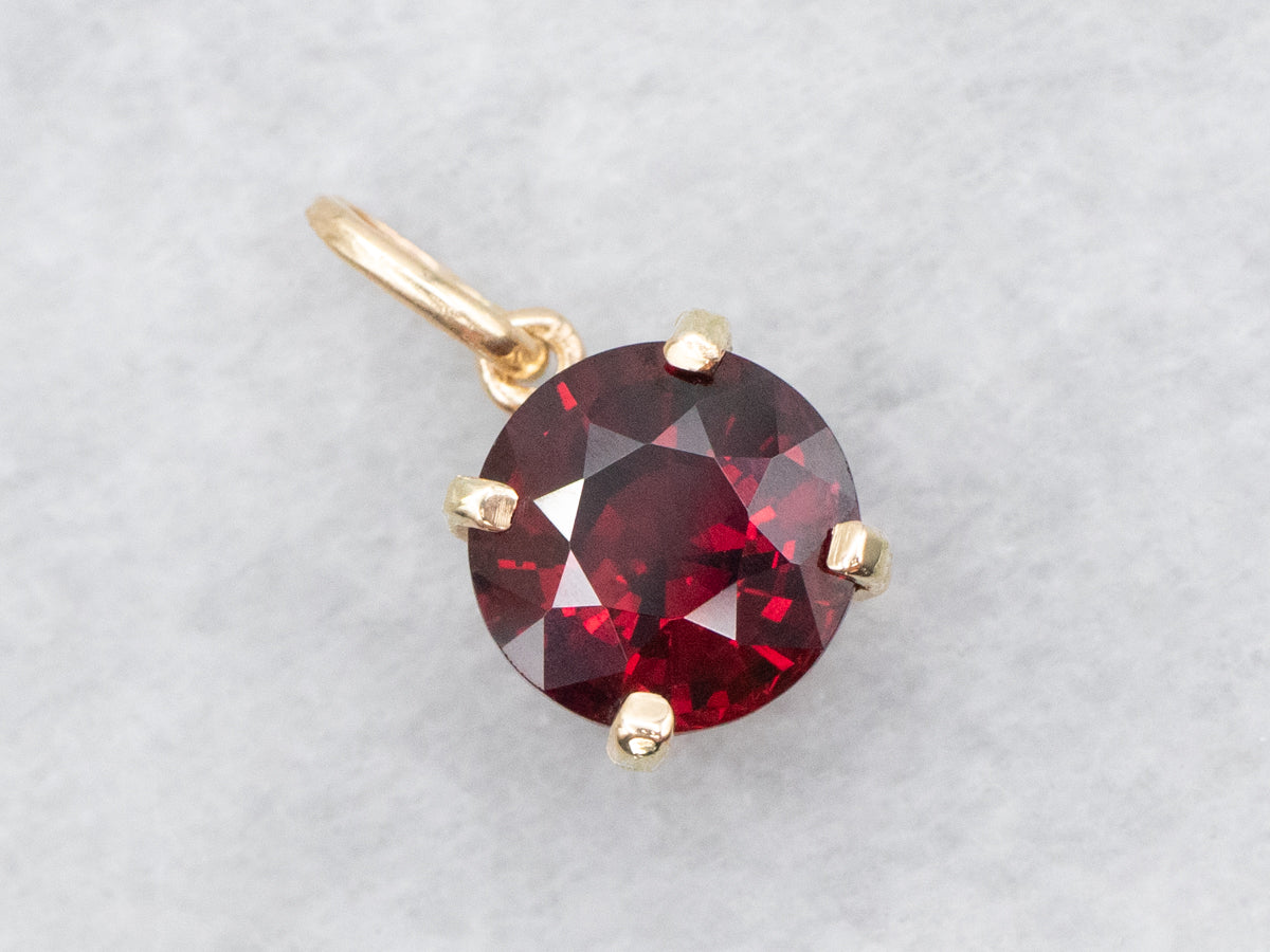 Round Cut Garnet Solitaire Pendant