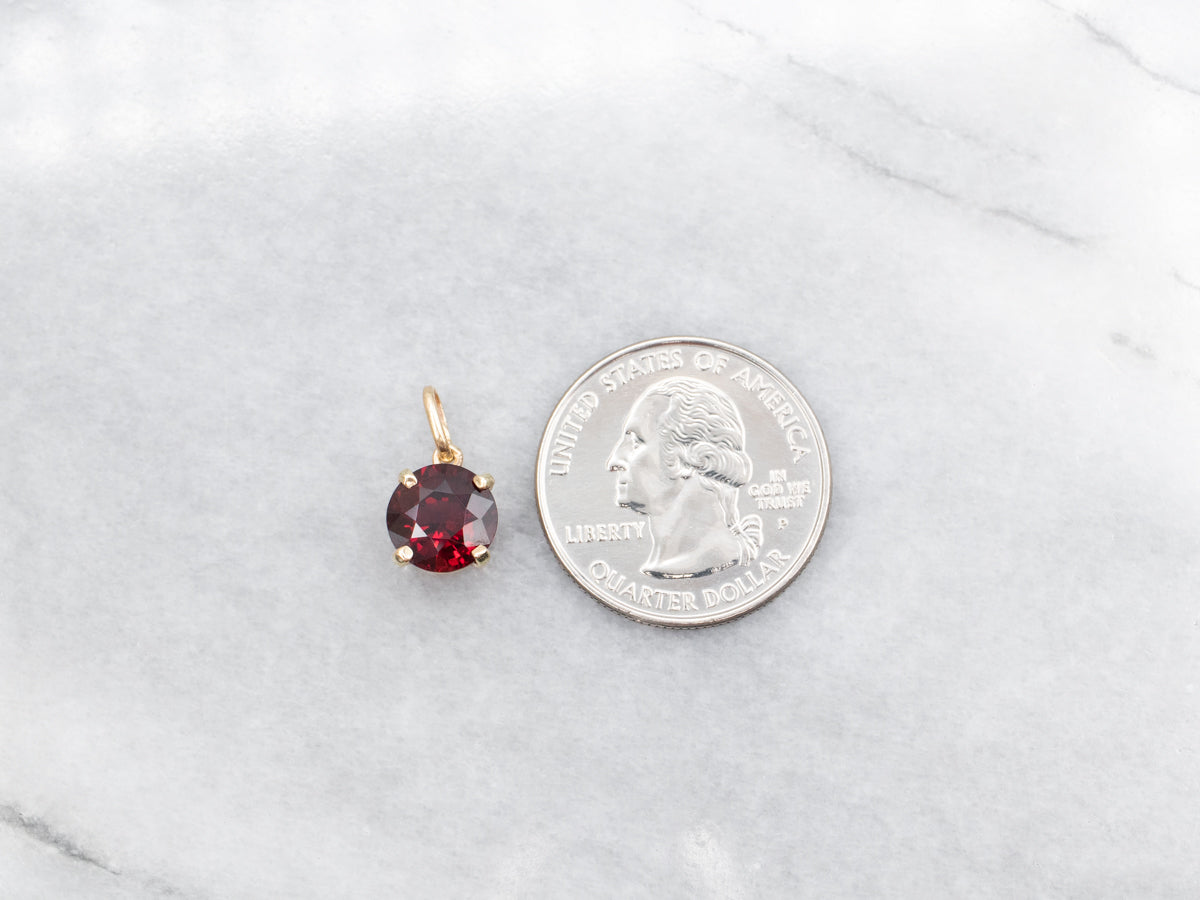 Round Cut Garnet Solitaire Pendant