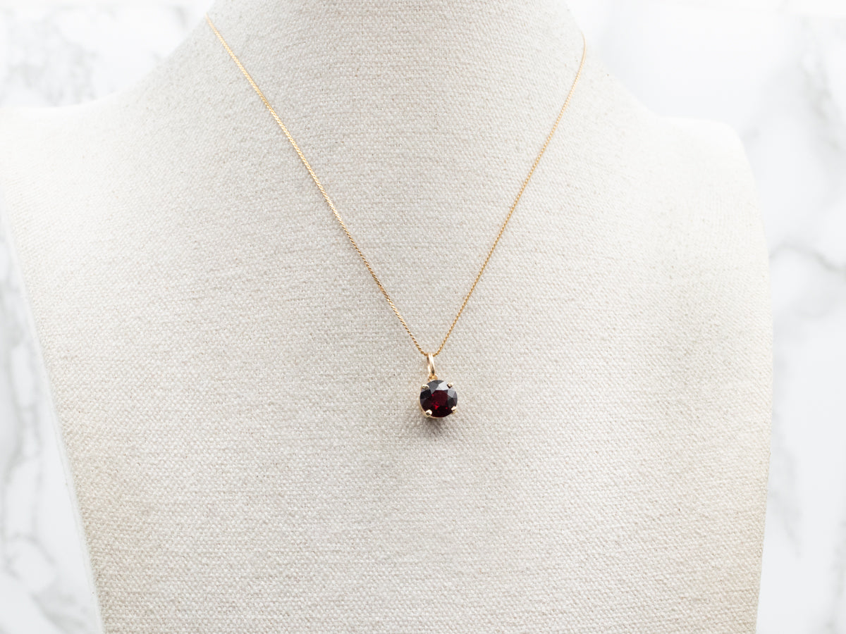 Round Cut Garnet Solitaire Pendant