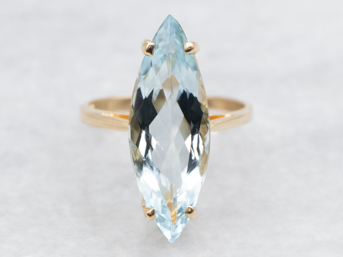 Marquise Cut Aquamarine Solitaire Ring