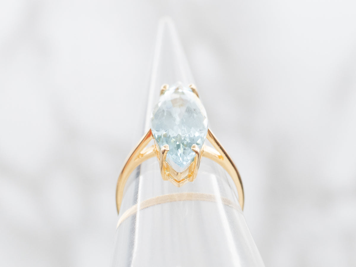 Marquise Cut Aquamarine Solitaire Ring