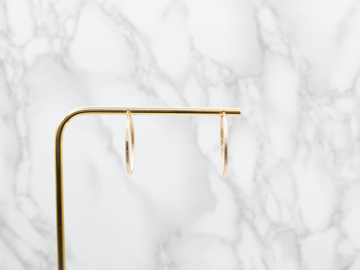 Faceted Gold Tube Hoop Earrings