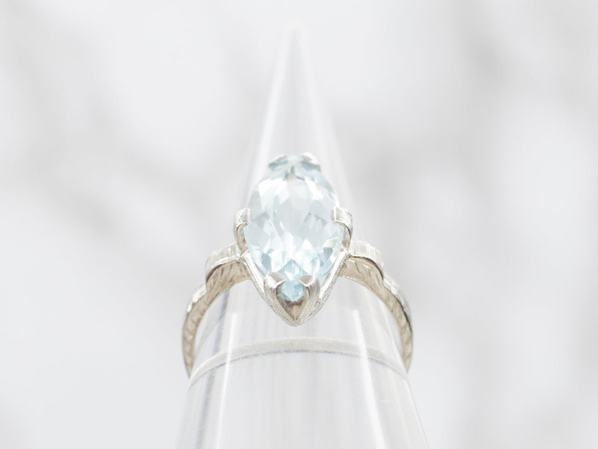 Marquise Cut Aquamarine Solitaire Ring