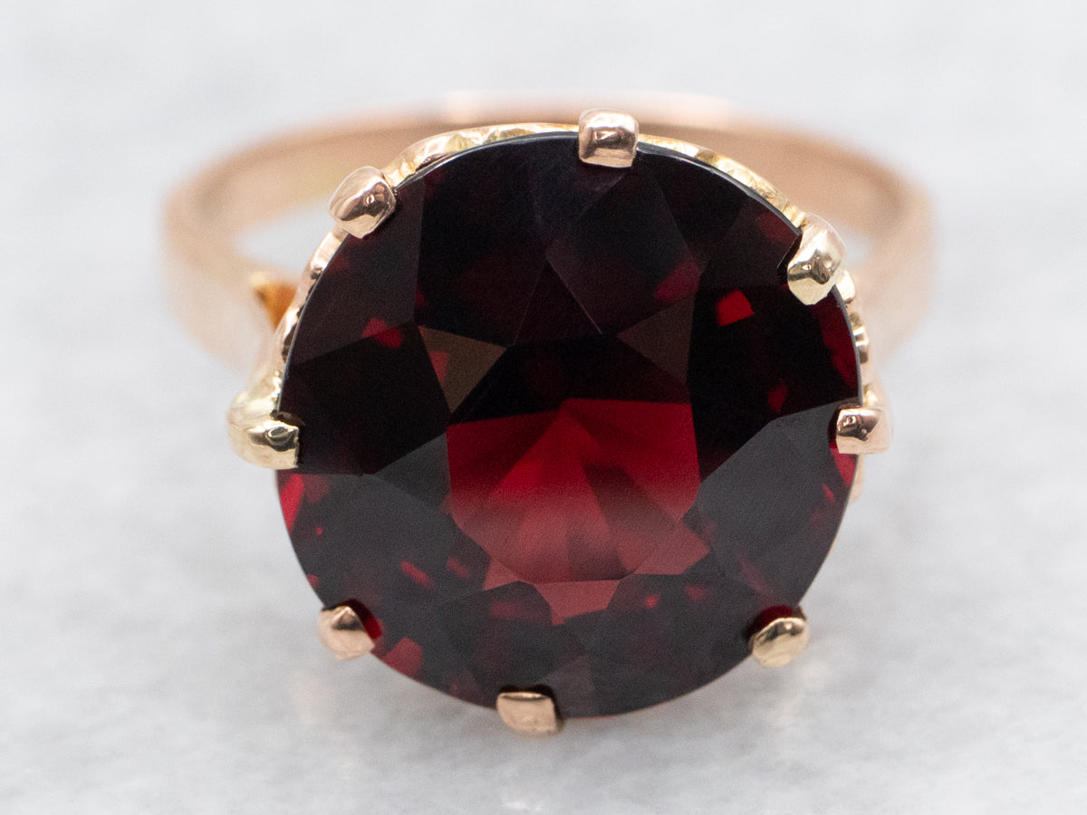 Rose Gold Garnet Solitaire Ring