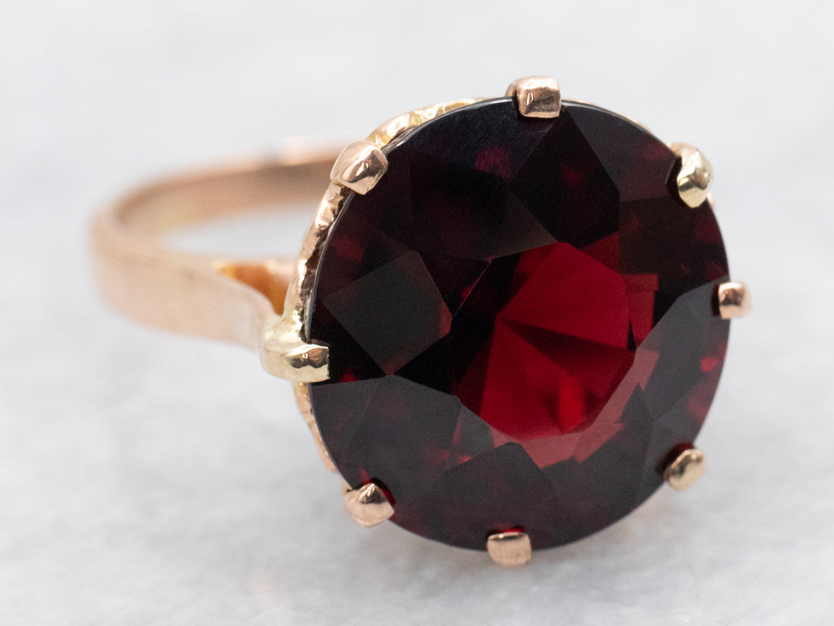 Rose Gold Garnet Solitaire Ring