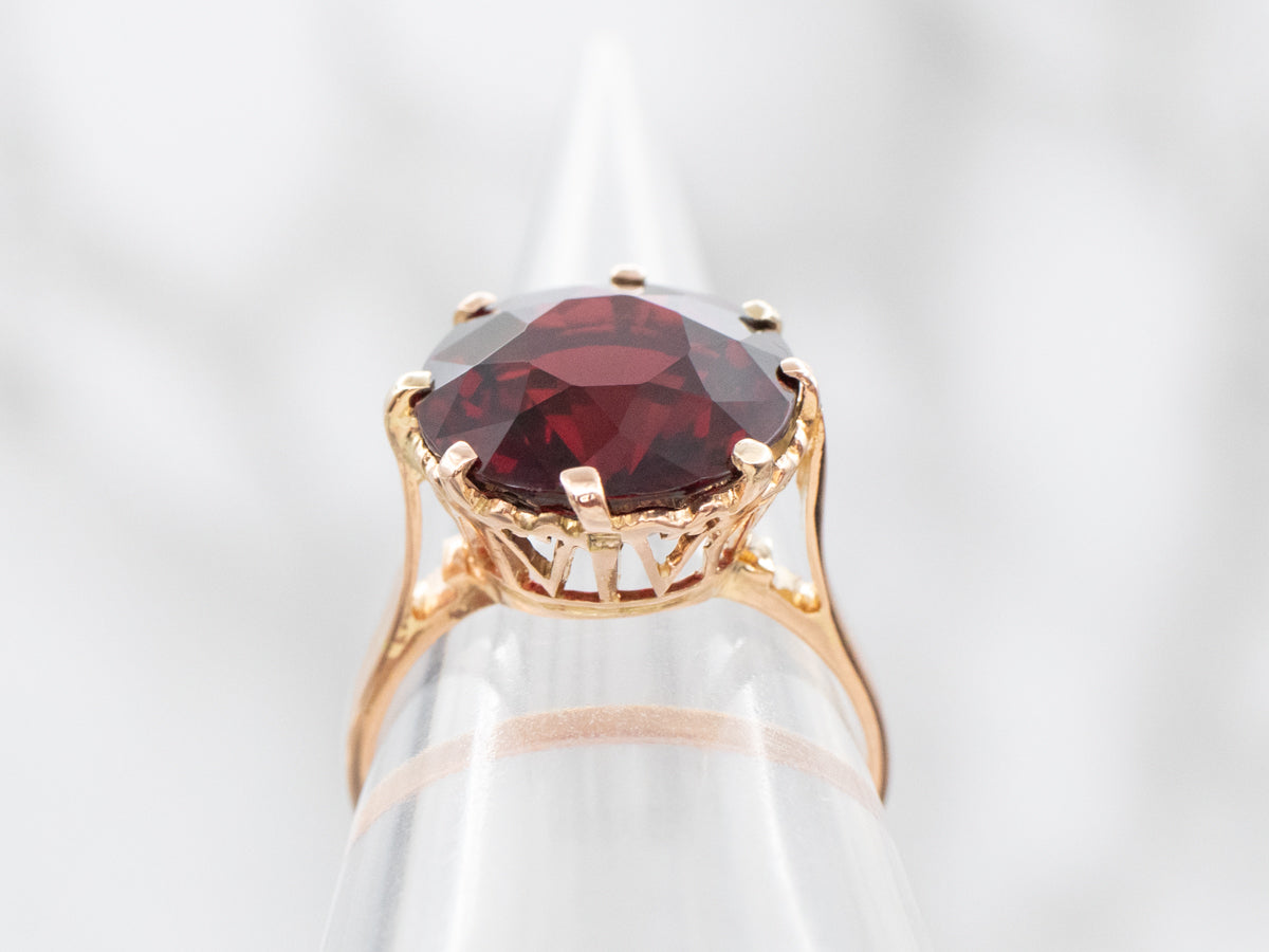 Rose Gold Garnet Solitaire Ring