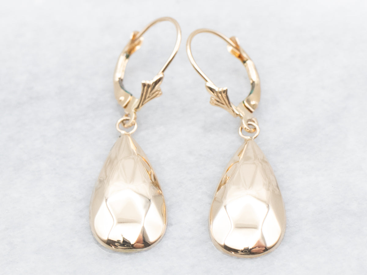 Faceted Gold Teardrop Earrings