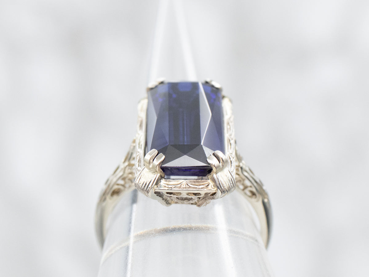 Stunning Art Deco Synthetic Sapphire Cocktail Ring