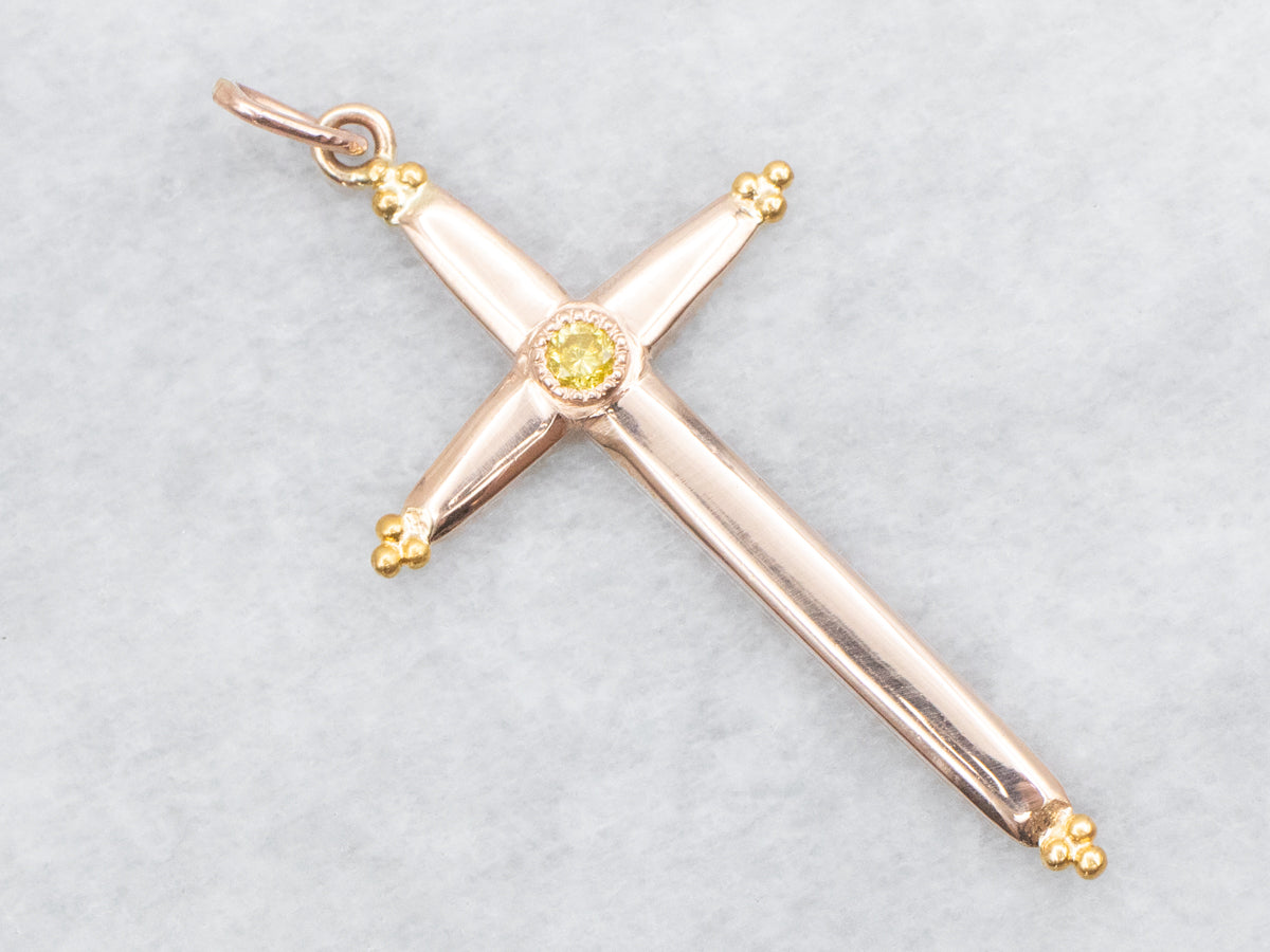 Yellow Diamond Cross Pendant