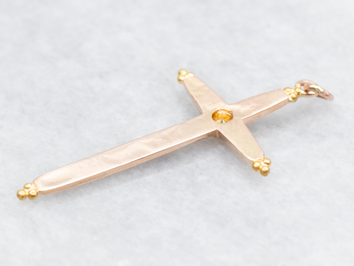 Yellow Diamond Cross Pendant