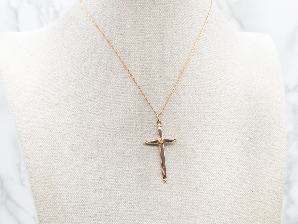 Yellow Diamond Cross Pendant