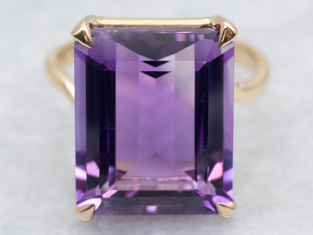 Amethyst Solitaire Bypass Ring