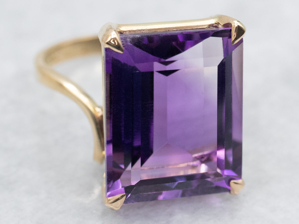 Amethyst Solitaire Bypass Ring