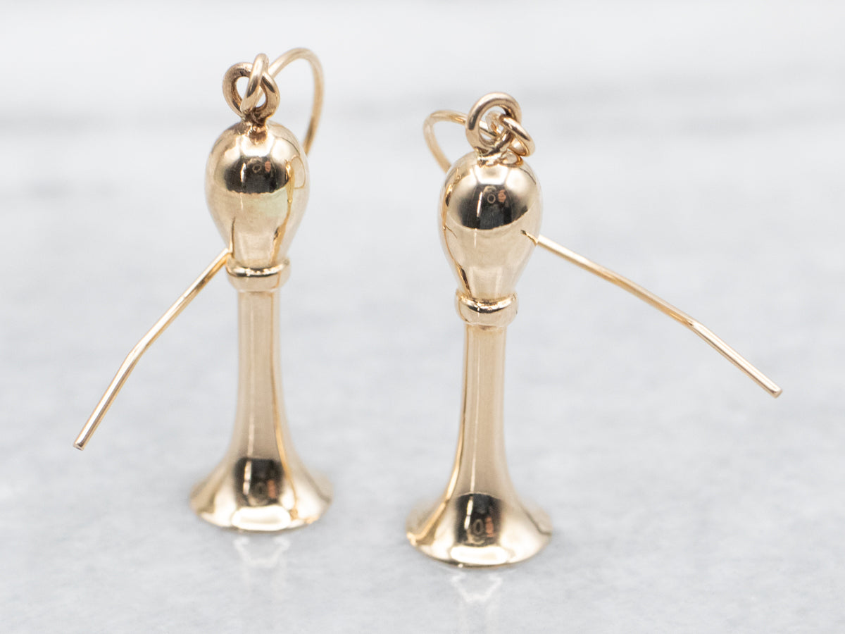 Fluted Gold Drop Earrings