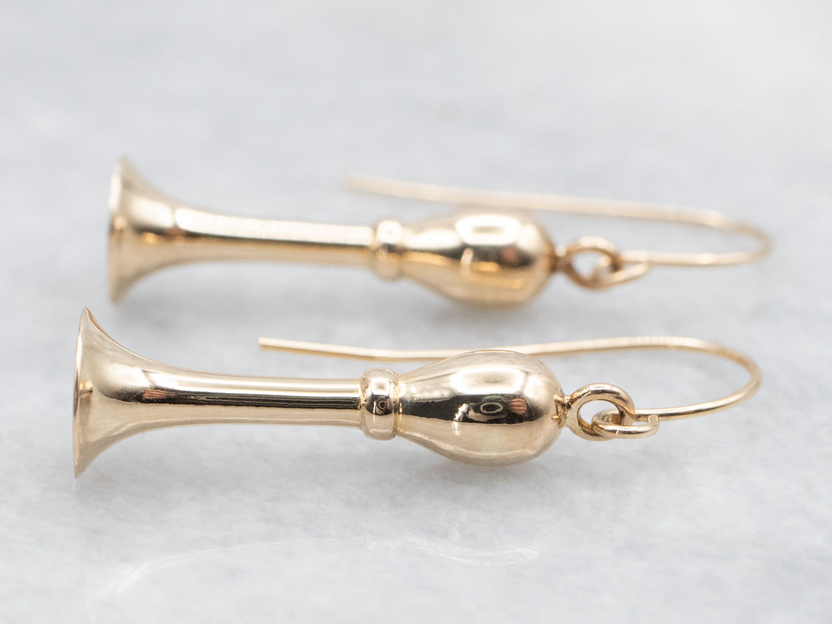 Fluted Gold Drop Earrings