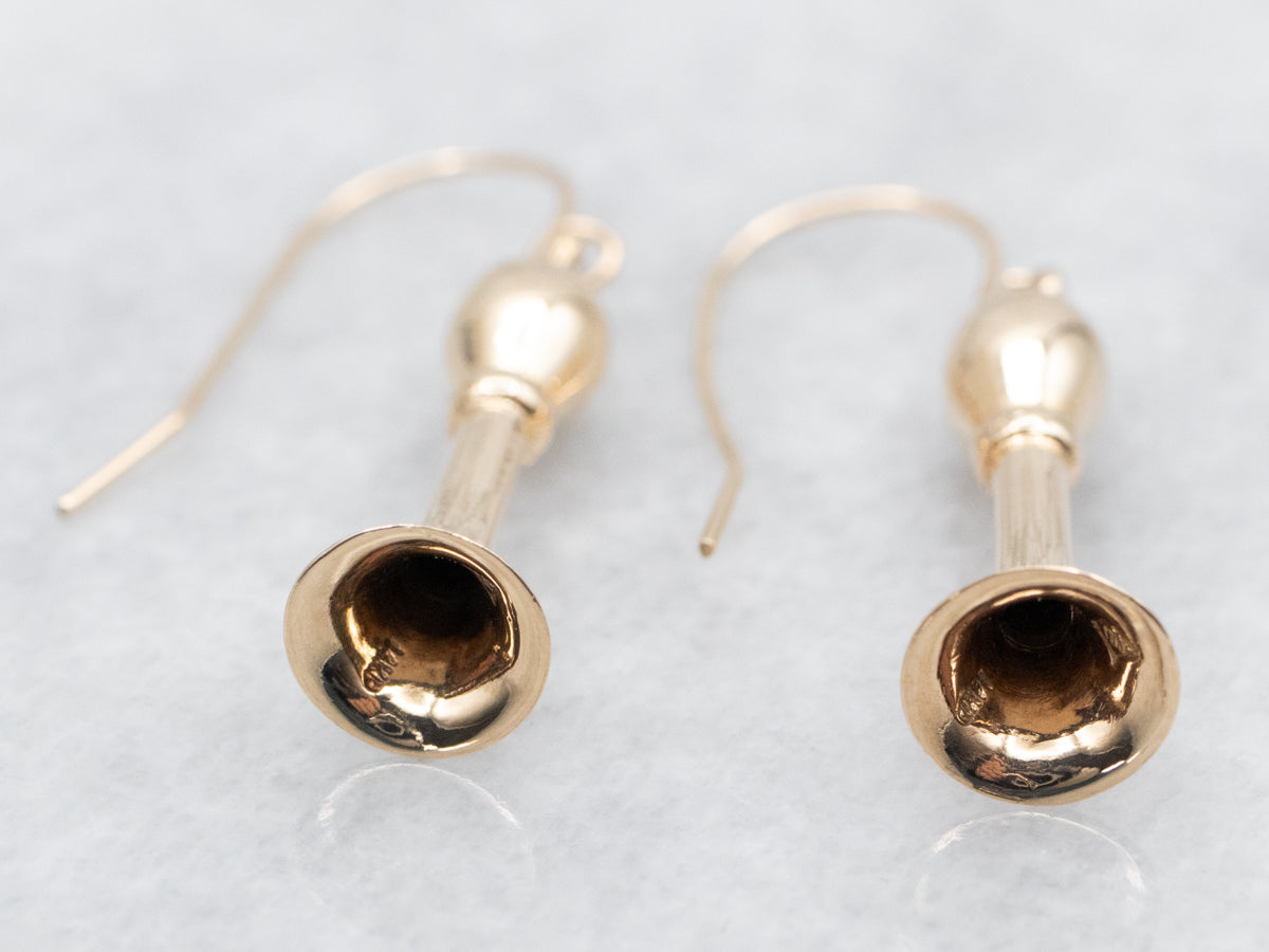 Fluted Gold Drop Earrings