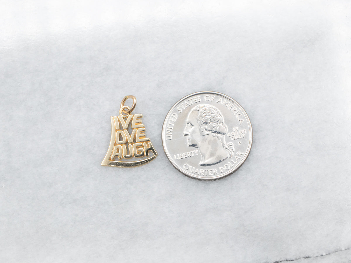 Yellow Gold "Live Love Laugh" Charm Pendant