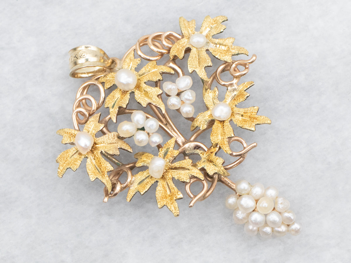 Art Nouveau Era Pearl Grape Bunch Pendant