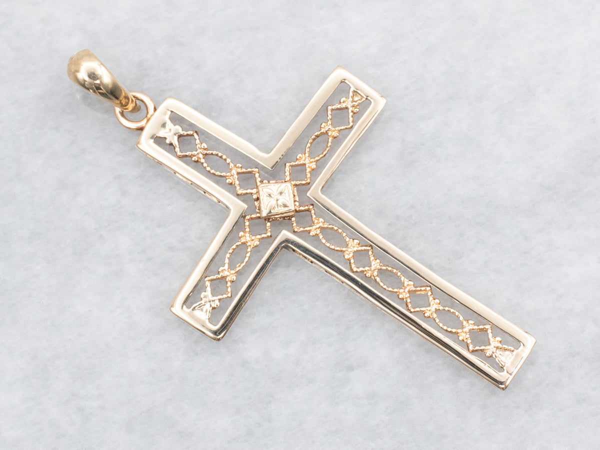 Ornate Gold Filigree Cross Pendant