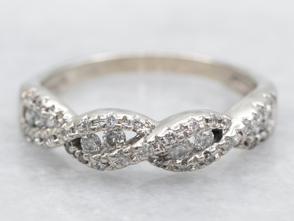 Twisting Diamond White Gold Band