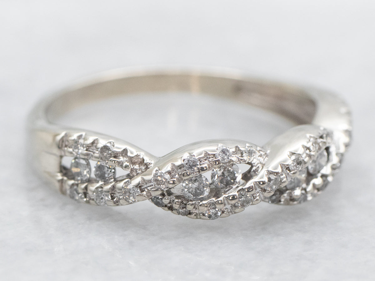 Twisting Diamond White Gold Band