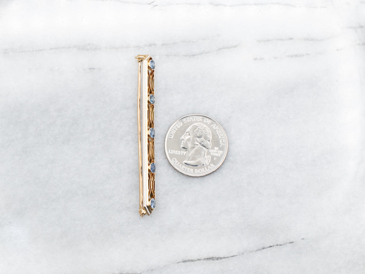 Vintage Sapphire and White Enamel Bar Brooch