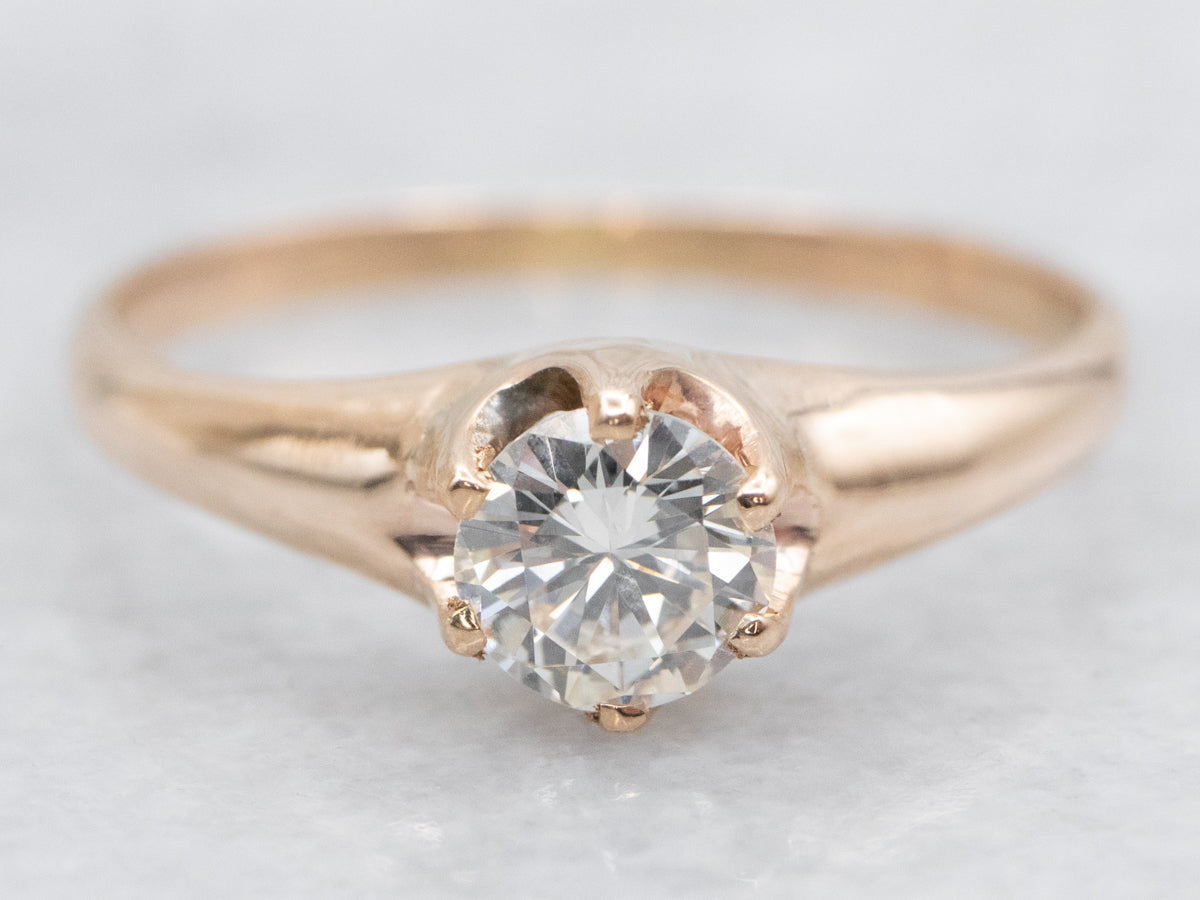 Antique Six Prong Diamond Solitaire Engagement Ring