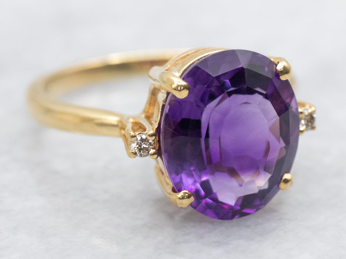 Amethyst and Diamond 18-Karat Gold Ring